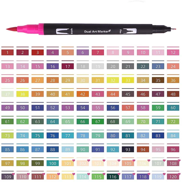 Pencil case of watercolour calligraphy markers 120 pcs (120 colours)