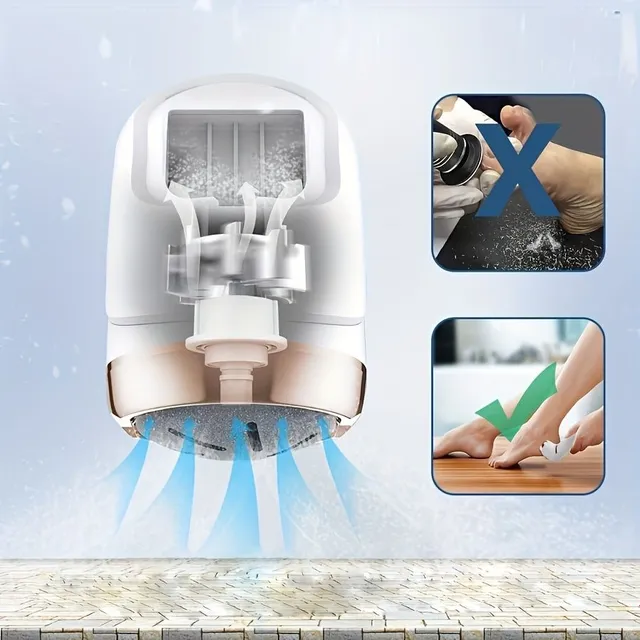 Electric foot file with suction to remove hardened skin with 3 adapters and 2 speeds, LCD display