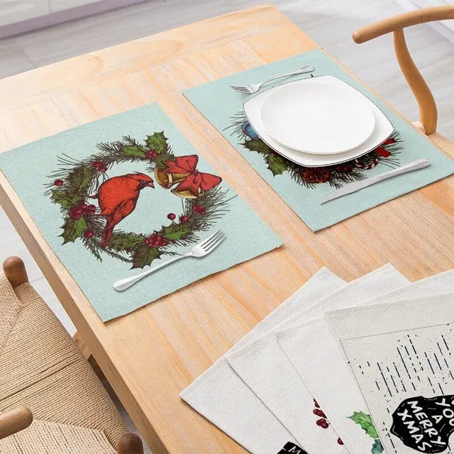 Merry Christmas coasters Santa Claus, Robin and Los with motifs