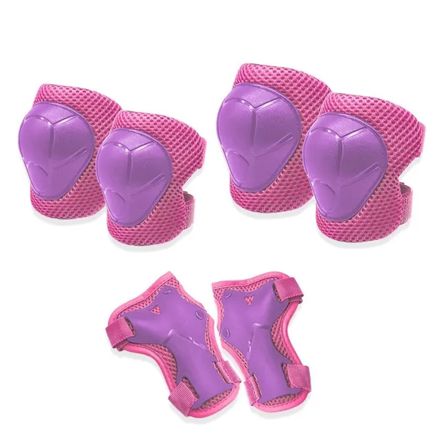 Kids original colourful modern knee and hand pads for roller skating Purple Pink