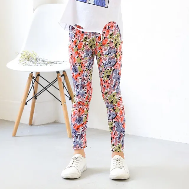 Girl spring leggings with thematic printing - Flower