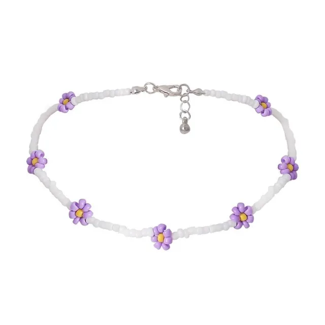 Collar choker de cuentas para mujer con flores