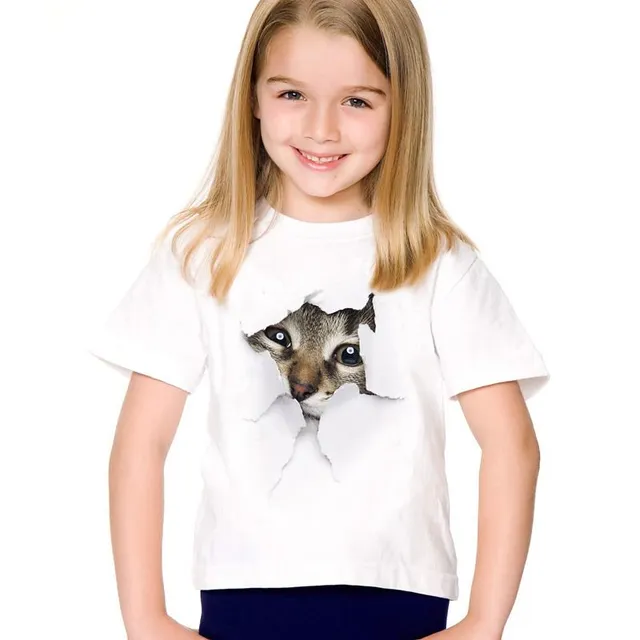 Girls 3D T-shirt with cat - 7 variants