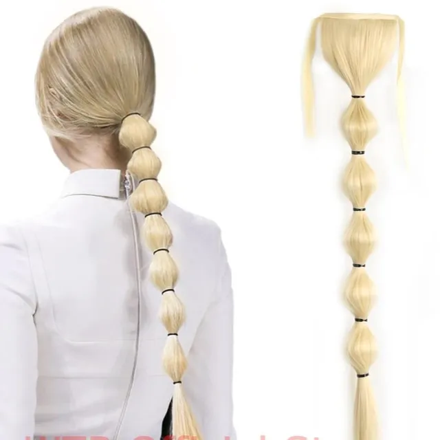 Long synthetic hair with a drawstring for fastening the ponytail - various variations