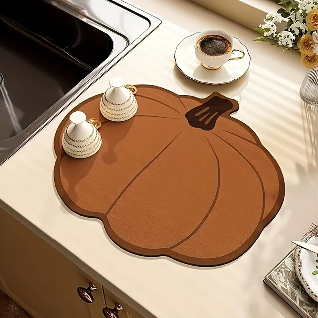 Kitchen mat with an autumnal motif of silicone pumpkin