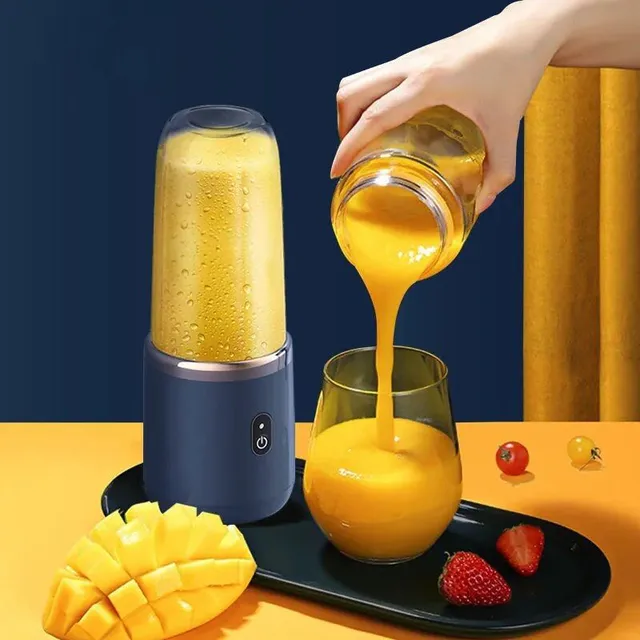 Mixer portabil fără fir cu 6 lame pentru prepararea de sucuri, smoothie și cocktailuri - ușor de utilizat și curățat