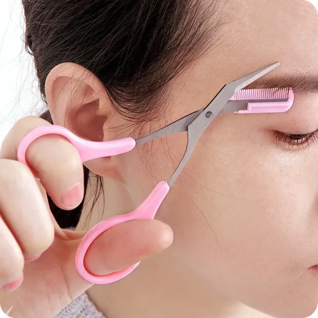 Safe Scissors for cutting eyebrows made of stainless steel with comb