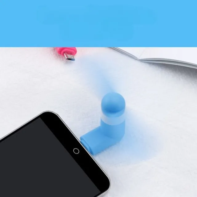 Practical mini fan with micro USB connector for plugging into a mobile phone - more colours