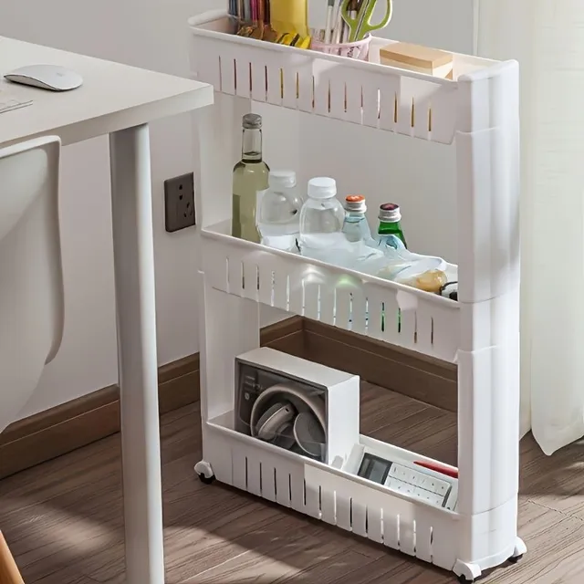 Narrow refrigerator space organizer with wheelchair