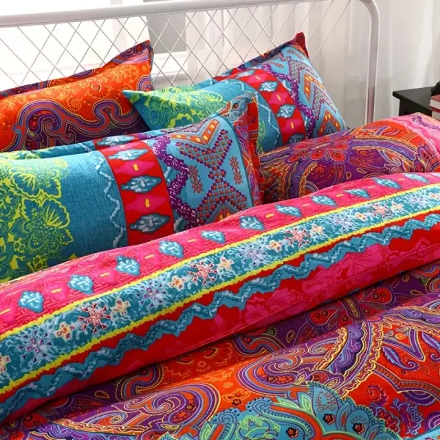Modern boho sheets with pattern and matching pillowcases - a cozy sleep in God style
