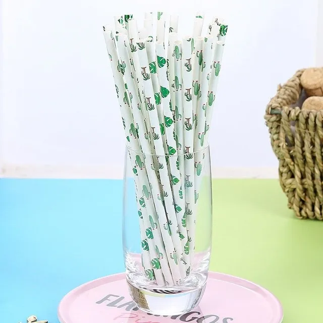 Paper straw with pattern 25 pieces C74