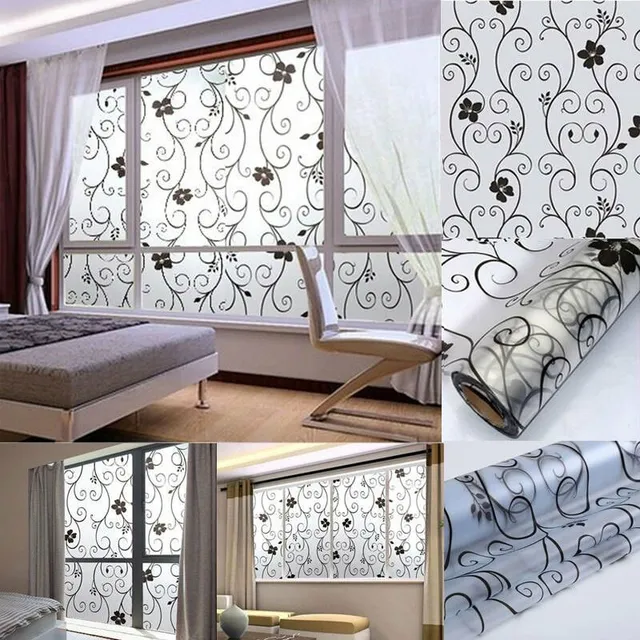 Self-adhesive protective window foil with floral pattern