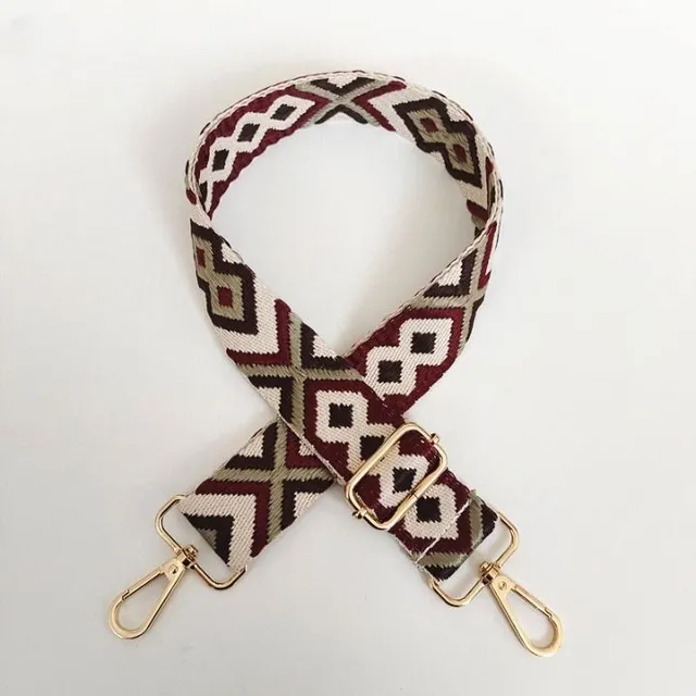 Luxury handbag strap with adjustable length with Aztec design - more variants Edwin