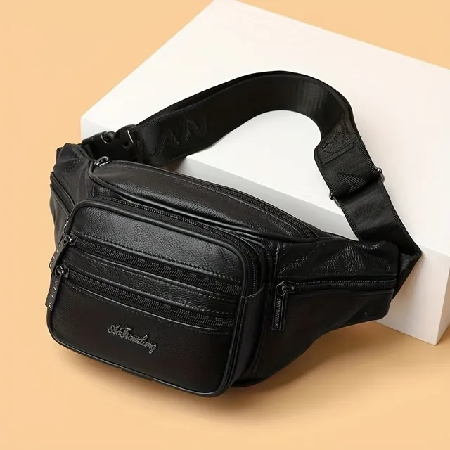 Leather multifunctional crossbody bag made of beef leather for sport and leisure
