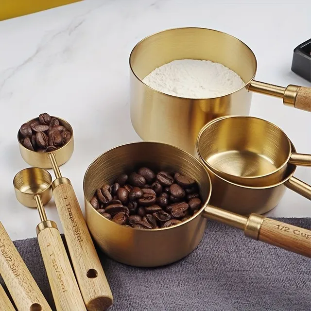 Ensemble de tasses et cuillères à mesurer - acier inoxydable, 8 pièces - pour la cuisine et la pâtisserie