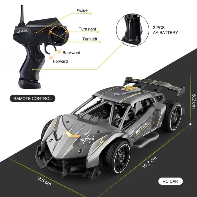 Bst Fast metalowy samochód do zdalnego sterowania - szary