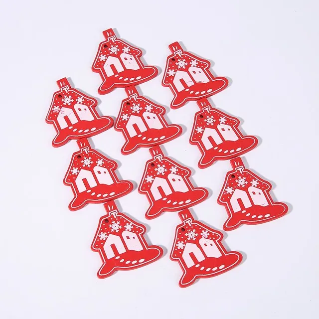 Wooden Christmas decorations - 10 pcs