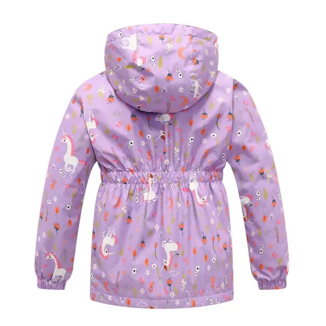 Girls spring floral fleece waterproof jacket