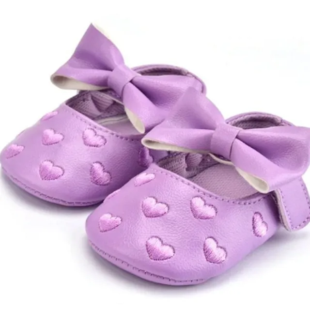 Dívčí kožené boty fialova 0-6-mesicu