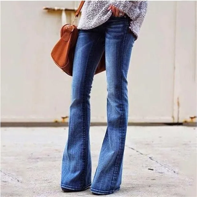 Damskie jeansowe spodnie dzwony w stylu vintage