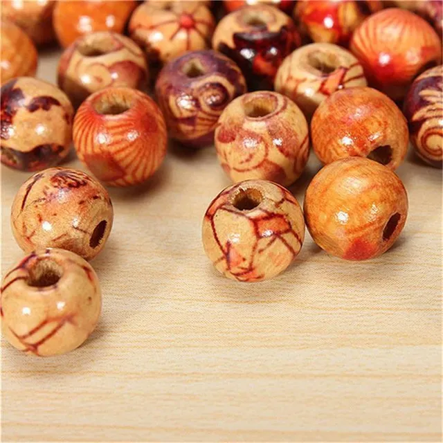 DIY beads made of wood - 100 pieces