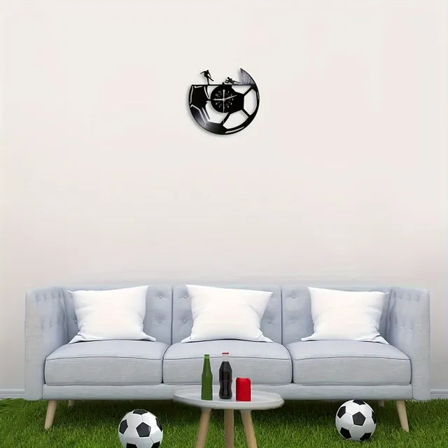 Wall clock made of vinyl plate with theme football (1 pcs)