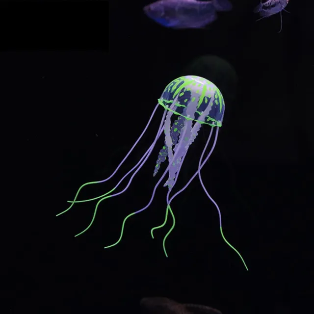 Lighting artificial jellyfish into the aquarium - decoration