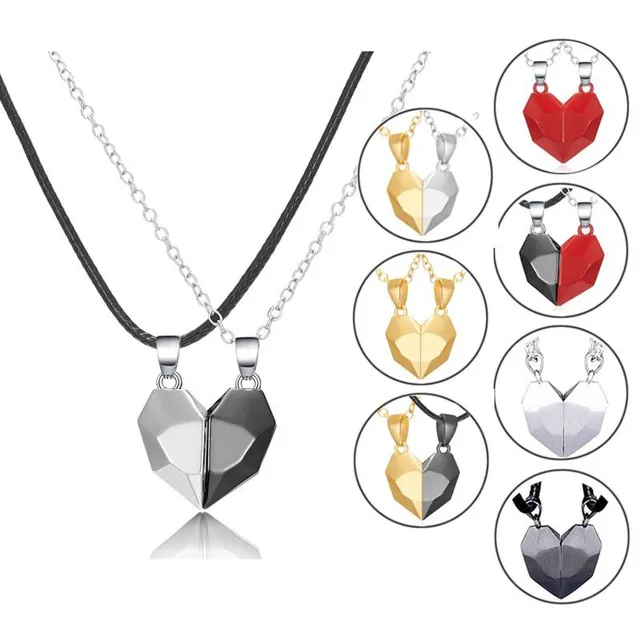Magnetic necklace with heart pendant for couples