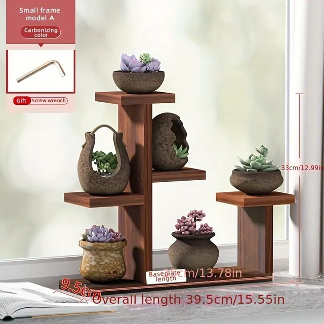 Multi-level stand for flowers made of wood and iron for balcony, window, home, bedroom - succulent boxes