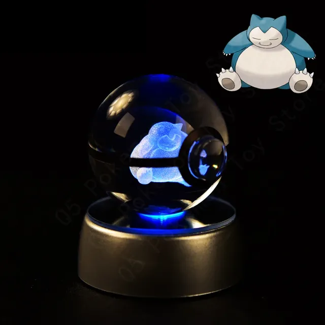 Aranyos Pokéball alakú 3D asztali lámpa Pokémon motívummal