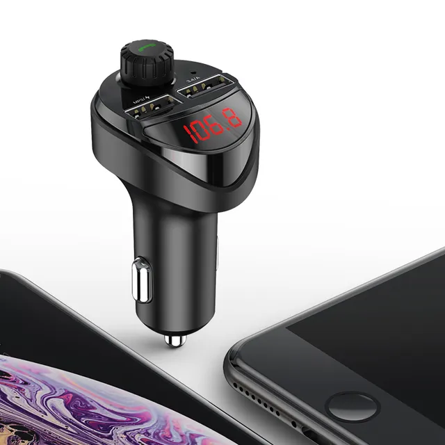 Dual USB car charger with bluetooth