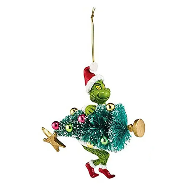 Christmas decoration of the green Grinch to hang on the Christmas tree - different variants