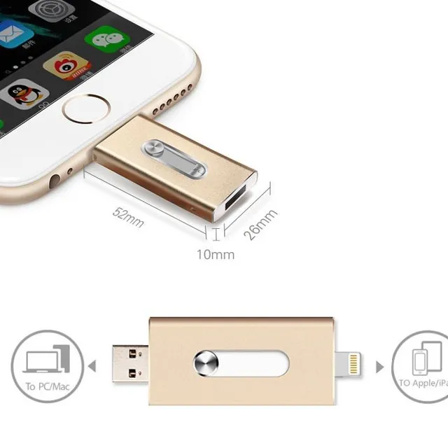 Flash USB meghajtó 2 az 1-ben iPhone - 8 GB - 64 GB