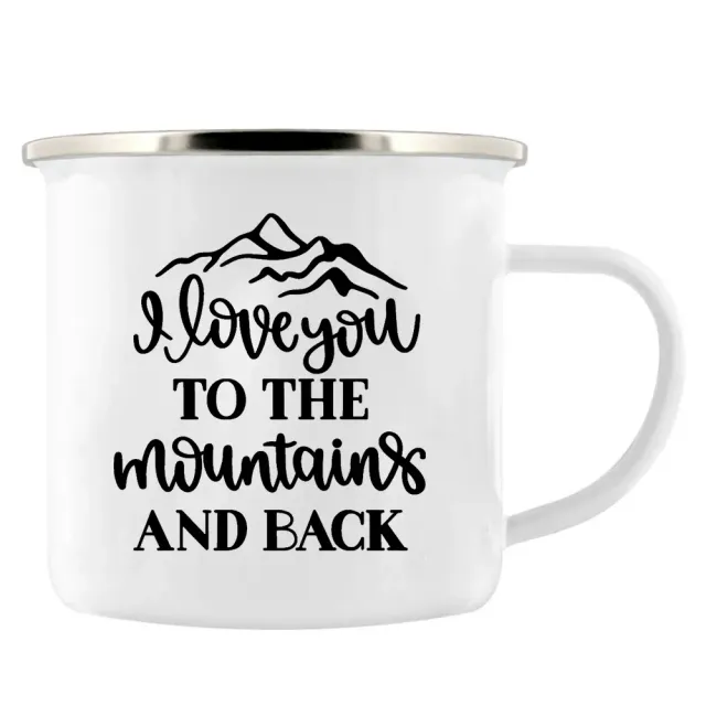 Adventure enamel mug for camping as a gift