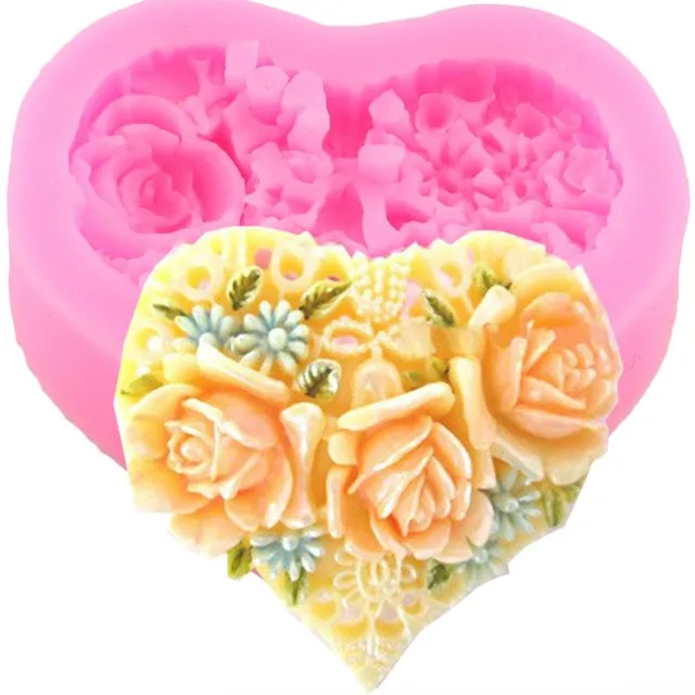 Silicone form heart with flowers