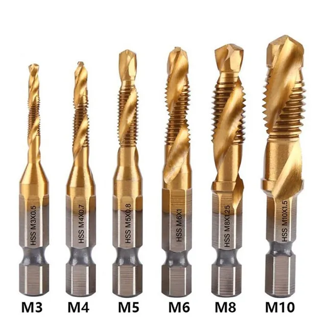 Impact drill Titanium hex shanks HSS thread Metric impact drills Screw set M3 M4 M5 M6 M8 M10 Hand tools