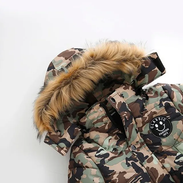 Children's camouflage jacket with fur