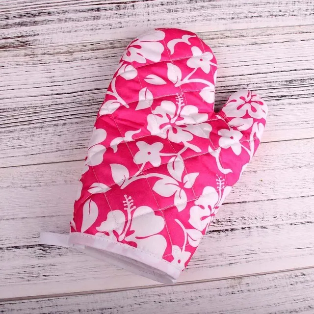 Kitchen gloves with floral pattern