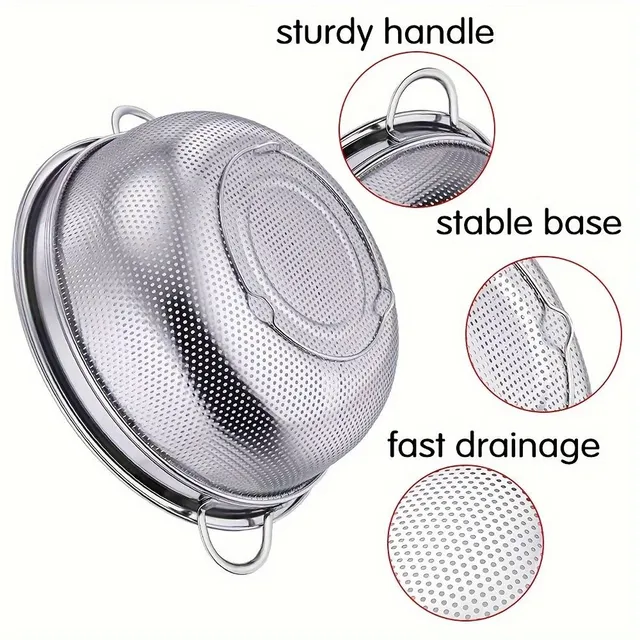 Stainless steel universal kitchen basket with double handles for washing and dripping food