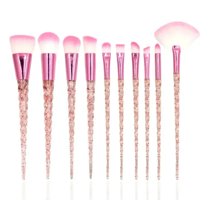 Luxury set of cosmetic brushes with handle in the appearance of unicorn corner - more colors