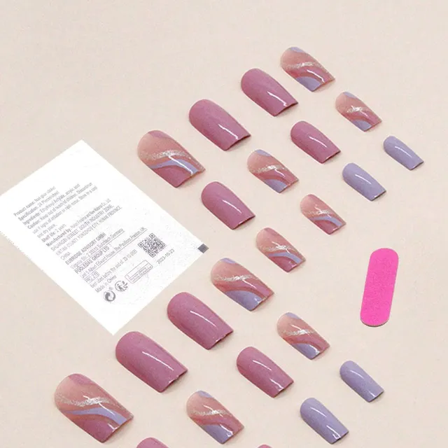 24 Piece Fake Nail Set with Short Square Minimalist Full Coverage