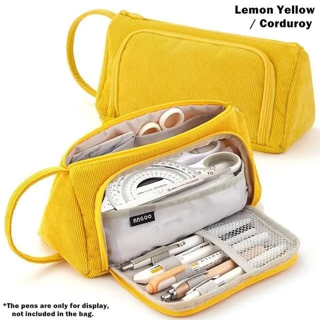 Coloured pencil case yellow-corduroy