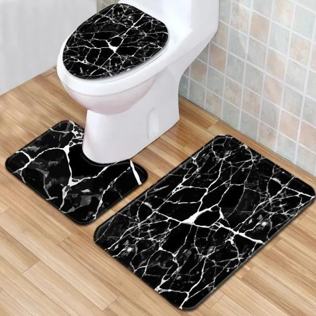 Bathroom set with marble pattern