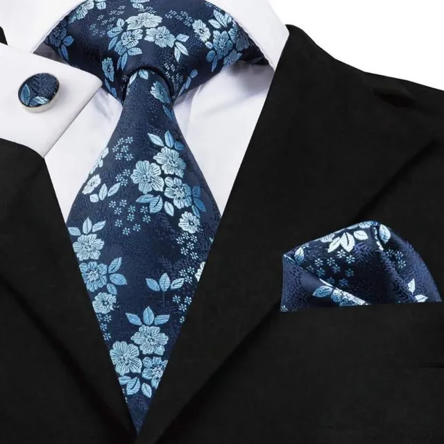 Men's luxury set with pattern | Tie, Handkerchief, Cufflinks