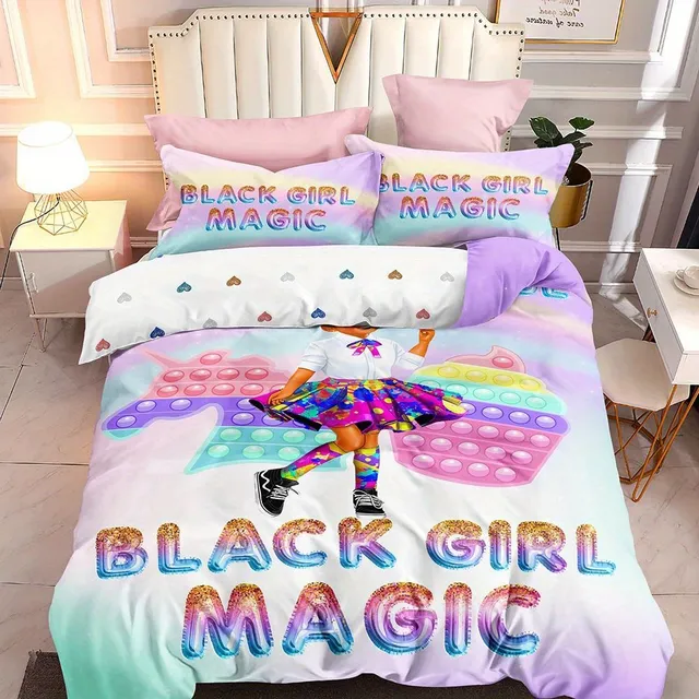 Lenjerie de pat Unicorn și fata neagră: Constelația viselor pentru mici și mari