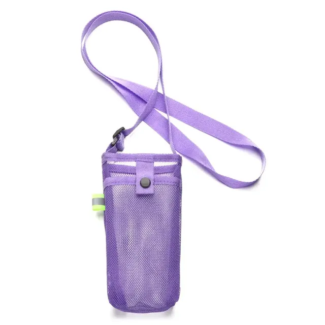 Network wrapper for sports bottle with pocket for mobile phone, suitable for camping