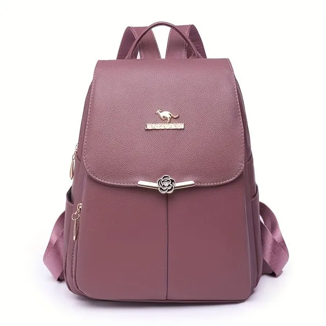 Women's backpack with faux leather flap, simple, for everyday wear and travel