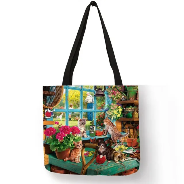 Women's shopping canvas bag with print Anime - on the shoulder