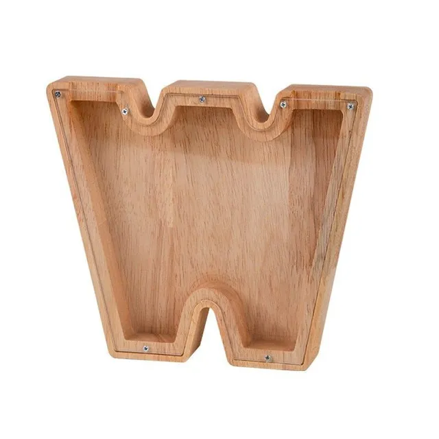 Luxury wooden letter-shaped cash box with glass front