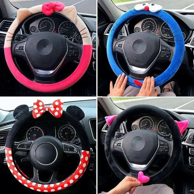 Cute plush steering wheel cover - popular cartoon characters